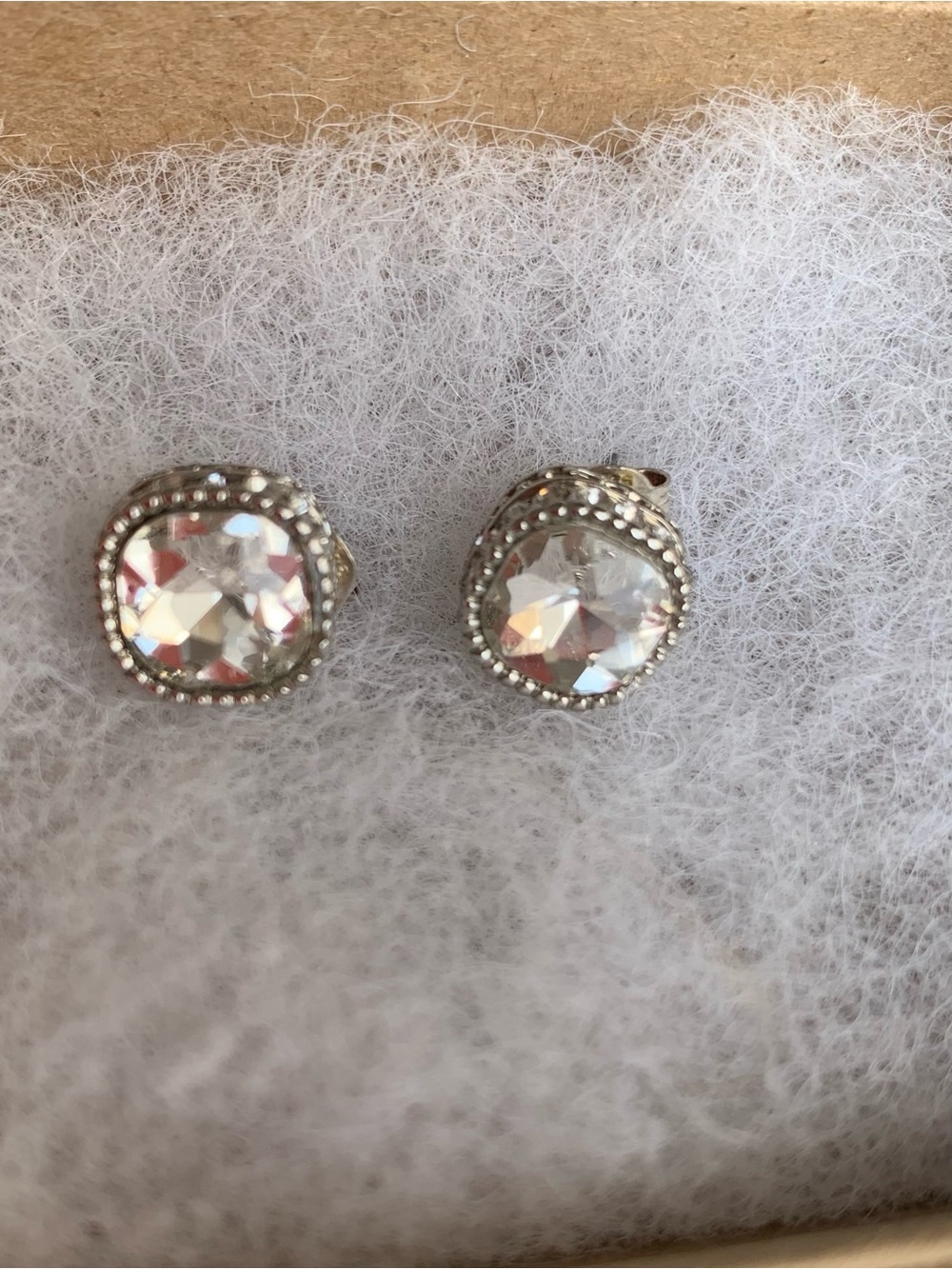 Crystal Halo Stud Earrings - Clear Silver Tone